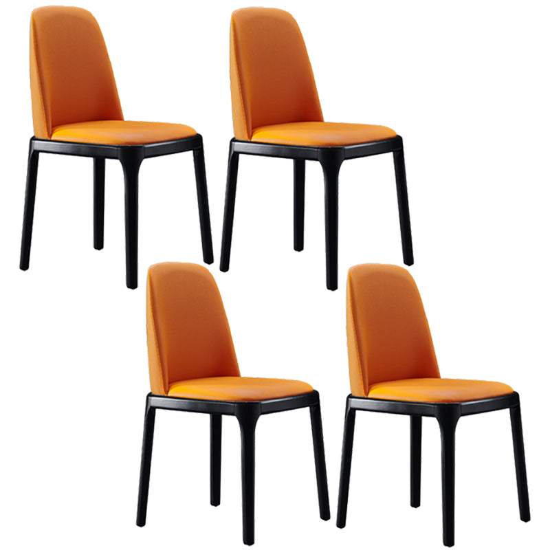 Contemporary Style Leather Chair Wooden Parsons Armless chair for Dining Room Orange 4 Piece Set Clearhalo ' kitchen&dining_furn' 'Dining Chairs' 'Dining Tables & Seating' 'dining_chair' 'furn' 'furn_dining_chair' 'Furniture' 'furniture_dining_chair' 'Kitchen & Dining Furniture' 'kitchen' 3771349