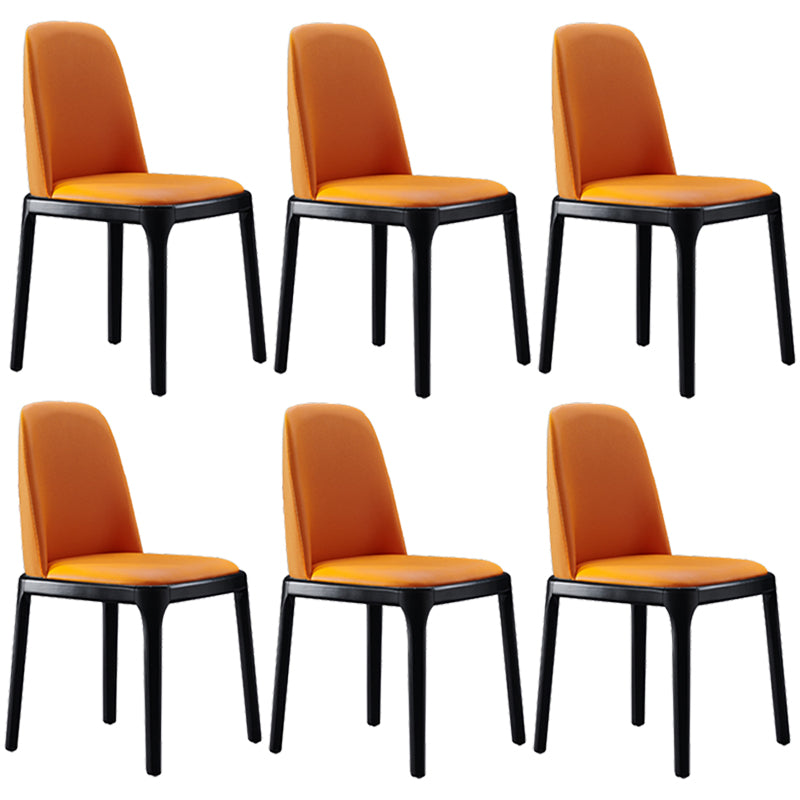 Contemporary Style Leather Chair Wooden Parsons Armless chair for Dining Room Orange 6 Piece Set Clearhalo ' kitchen&dining_furn' 'Dining Chairs' 'Dining Tables & Seating' 'dining_chair' 'furn' 'furn_dining_chair' 'Furniture' 'furniture_dining_chair' 'Kitchen & Dining Furniture' 'kitchen' 3771352