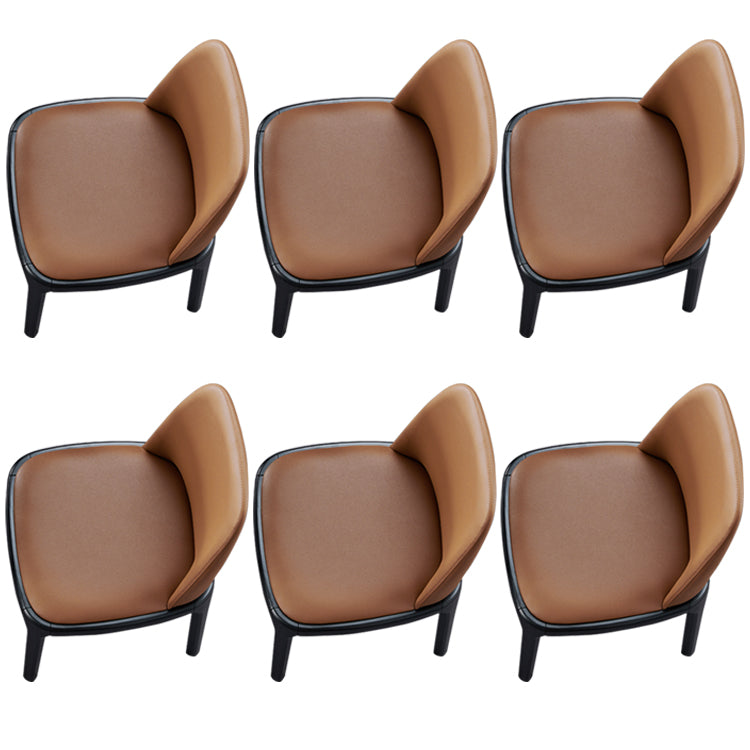 Contemporary Style Leather Chair Wooden Parsons Armless chair for Dining Room Coffee 6 Piece Set Clearhalo ' kitchen&dining_furn' 'Dining Chairs' 'Dining Tables & Seating' 'dining_chair' 'furn' 'furn_dining_chair' 'Furniture' 'furniture_dining_chair' 'Kitchen & Dining Furniture' 'kitchen' 3771356