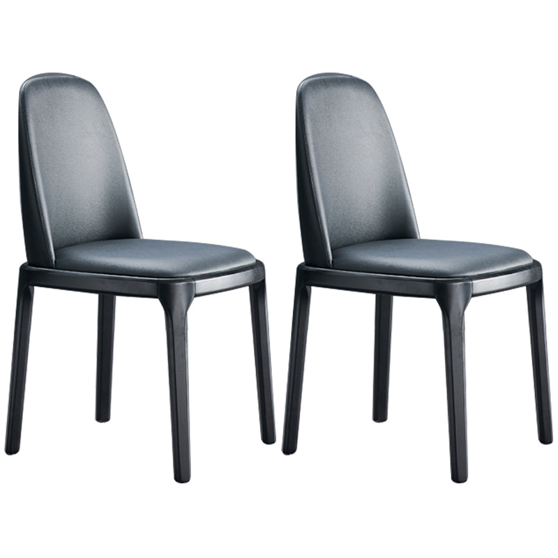 Contemporary Style Leather Chair Wooden Parsons Armless chair for Dining Room Black 2 Piece Set Clearhalo ' kitchen&dining_furn' 'Dining Chairs' 'Dining Tables & Seating' 'dining_chair' 'furn' 'furn_dining_chair' 'Furniture' 'furniture_dining_chair' 'Kitchen & Dining Furniture' 'kitchen' 3771357