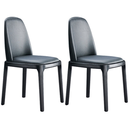 Contemporary Style Leather Chair Wooden Parsons Armless chair for Dining Room Black 2 Piece Set Clearhalo ' kitchen&dining_furn' 'Dining Chairs' 'Dining Tables & Seating' 'dining_chair' 'furn' 'furn_dining_chair' 'Furniture' 'furniture_dining_chair' 'Kitchen & Dining Furniture' 'kitchen' 3771357