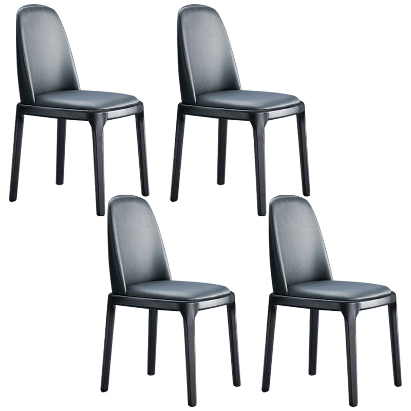 Contemporary Style Leather Chair Wooden Parsons Armless chair for Dining Room Black 4 Piece Set Clearhalo ' kitchen&dining_furn' 'Dining Chairs' 'Dining Tables & Seating' 'dining_chair' 'furn' 'furn_dining_chair' 'Furniture' 'furniture_dining_chair' 'Kitchen & Dining Furniture' 'kitchen' 3771358