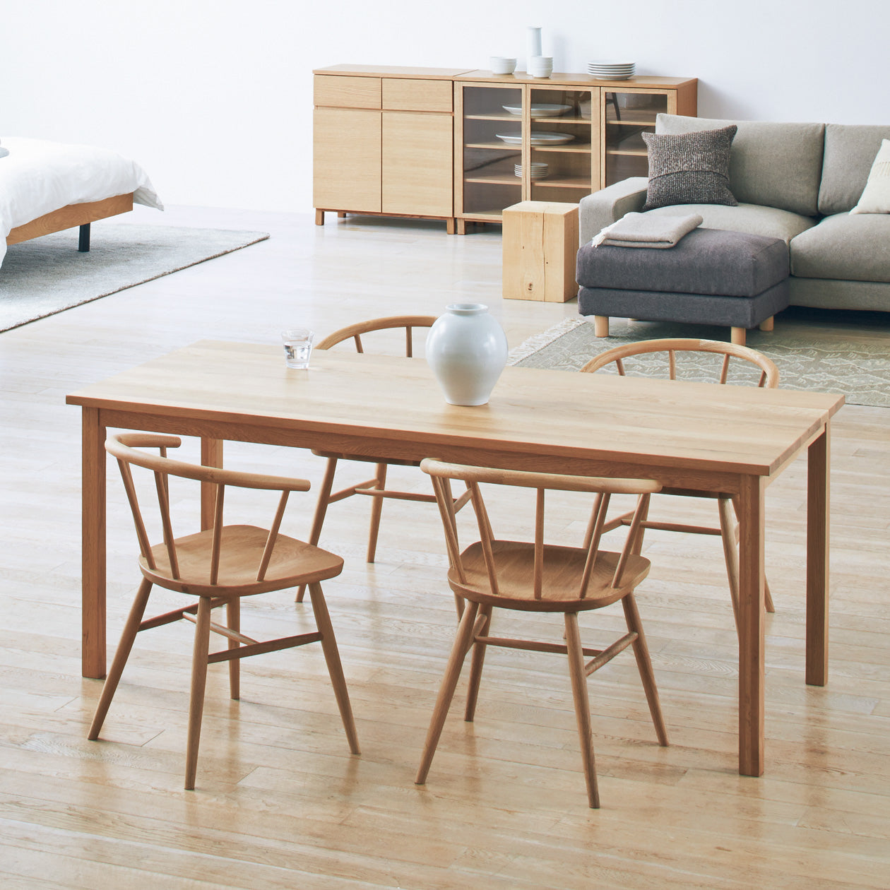 Simplicity Home Solid Wood Dining Table Rectangular Table with Ash Wood 4 Legs Base Clearhalo ' dining_table' 'Dining Tables & Seating' 'Dining Tables' 'furn' 'furn_dining_table' 'Furniture' 'furniture_dining_table' 'Kitchen & Dining Furniture' 'kitchen&dining_furn' 'kitchen' 'kitchen_dining_table' 3771373