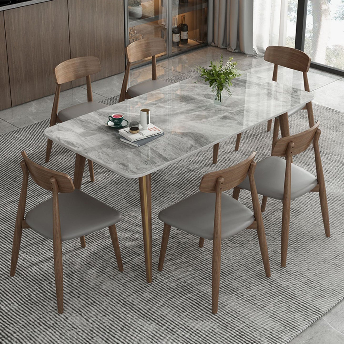 Modern Style Sintered Stone Dining Table 4 Legs Rectangular Table in Grey Clearhalo ' dining_table' 'Dining Tables & Seating' 'Dining Tables' 'furn' 'furn_dining_table' 'Furniture' 'furniture_dining_table' 'Kitchen & Dining Furniture' 'kitchen&dining_furn' 'kitchen' 'kitchen_dining_table' 3771378