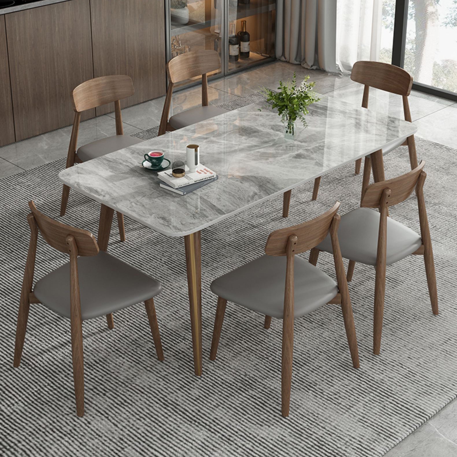 Modern Style Sintered Stone Dining Table 4 Legs Rectangular Table in Grey Clearhalo ' dining_table' 'Dining Tables & Seating' 'Dining Tables' 'furn' 'furn_dining_table' 'Furniture' 'furniture_dining_table' 'Kitchen & Dining Furniture' 'kitchen&dining_furn' 'kitchen' 'kitchen_dining_table' 3771378