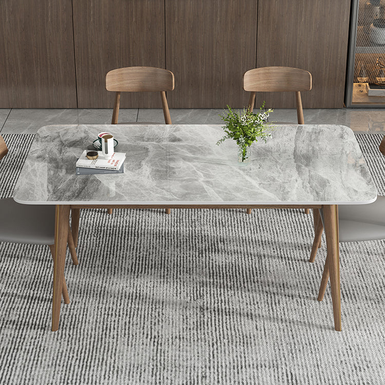 Modern Style Sintered Stone Dining Table 4 Legs Rectangular Table in Grey Clearhalo ' dining_table' 'Dining Tables & Seating' 'Dining Tables' 'furn' 'furn_dining_table' 'Furniture' 'furniture_dining_table' 'Kitchen & Dining Furniture' 'kitchen&dining_furn' 'kitchen' 'kitchen_dining_table' 3771379