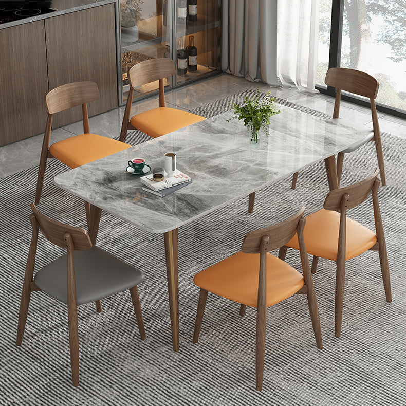 Modern Style Sintered Stone Dining Table 4 Legs Rectangular Table in Grey Clearhalo ' dining_table' 'Dining Tables & Seating' 'Dining Tables' 'furn' 'furn_dining_table' 'Furniture' 'furniture_dining_table' 'Kitchen & Dining Furniture' 'kitchen&dining_furn' 'kitchen' 'kitchen_dining_table' 3771380