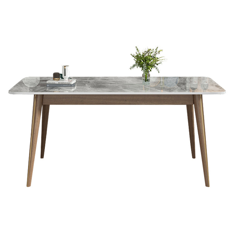 Modern Style Sintered Stone Dining Table 4 Legs Rectangular Table in Grey Gray Without Chairs Clearhalo ' dining_table' 'Dining Tables & Seating' 'Dining Tables' 'furn' 'furn_dining_table' 'Furniture' 'furniture_dining_table' 'Kitchen & Dining Furniture' 'kitchen&dining_furn' 'kitchen' 'kitchen_dining_table' 3771382