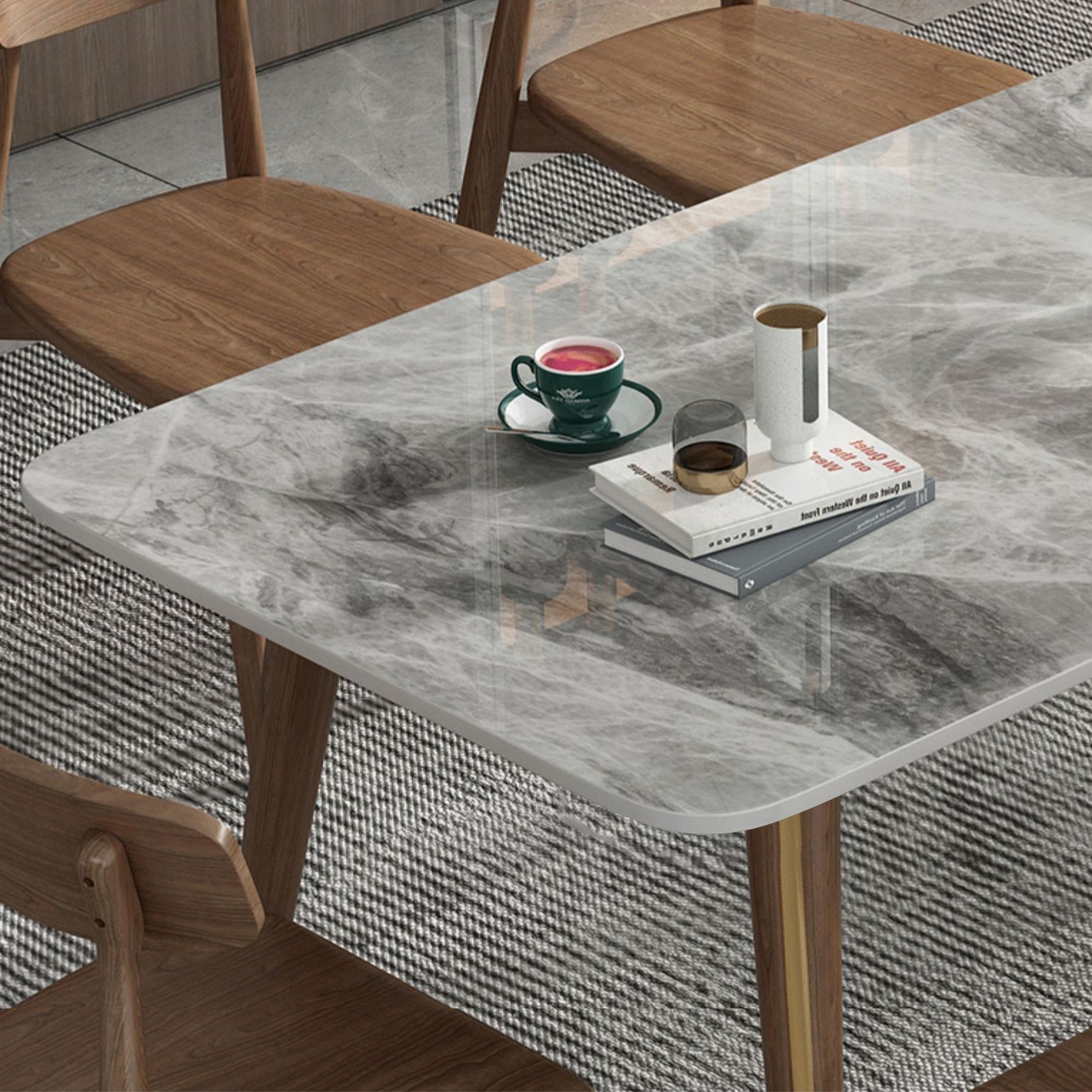 Modern Style Sintered Stone Dining Table 4 Legs Rectangular Table in Grey Clearhalo ' dining_table' 'Dining Tables & Seating' 'Dining Tables' 'furn' 'furn_dining_table' 'Furniture' 'furniture_dining_table' 'Kitchen & Dining Furniture' 'kitchen&dining_furn' 'kitchen' 'kitchen_dining_table' 3771383
