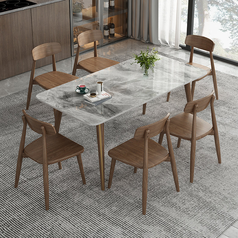 Modern Style Sintered Stone Dining Table 4 Legs Rectangular Table in Grey Clearhalo ' dining_table' 'Dining Tables & Seating' 'Dining Tables' 'furn' 'furn_dining_table' 'Furniture' 'furniture_dining_table' 'Kitchen & Dining Furniture' 'kitchen&dining_furn' 'kitchen' 'kitchen_dining_table' 3771385
