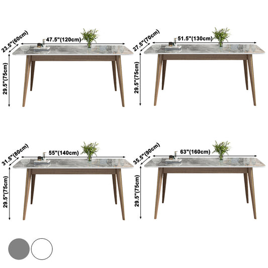 Modern Style Sintered Stone Dining Table 4 Legs Rectangular Table in Grey