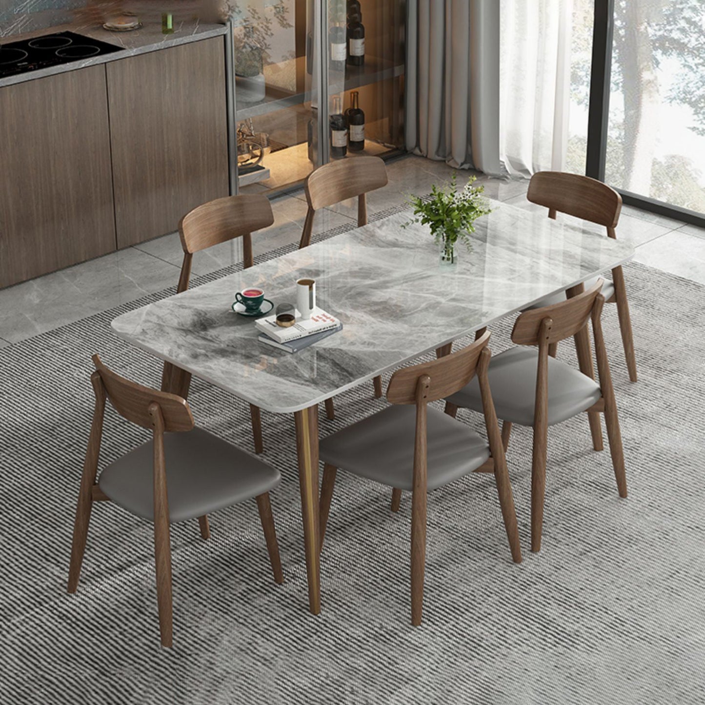 Modern Style Sintered Stone Dining Table 4 Legs Rectangular Table in Grey Clearhalo ' dining_table' 'Dining Tables & Seating' 'Dining Tables' 'furn' 'furn_dining_table' 'Furniture' 'furniture_dining_table' 'Kitchen & Dining Furniture' 'kitchen&dining_furn' 'kitchen' 'kitchen_dining_table' 3771389