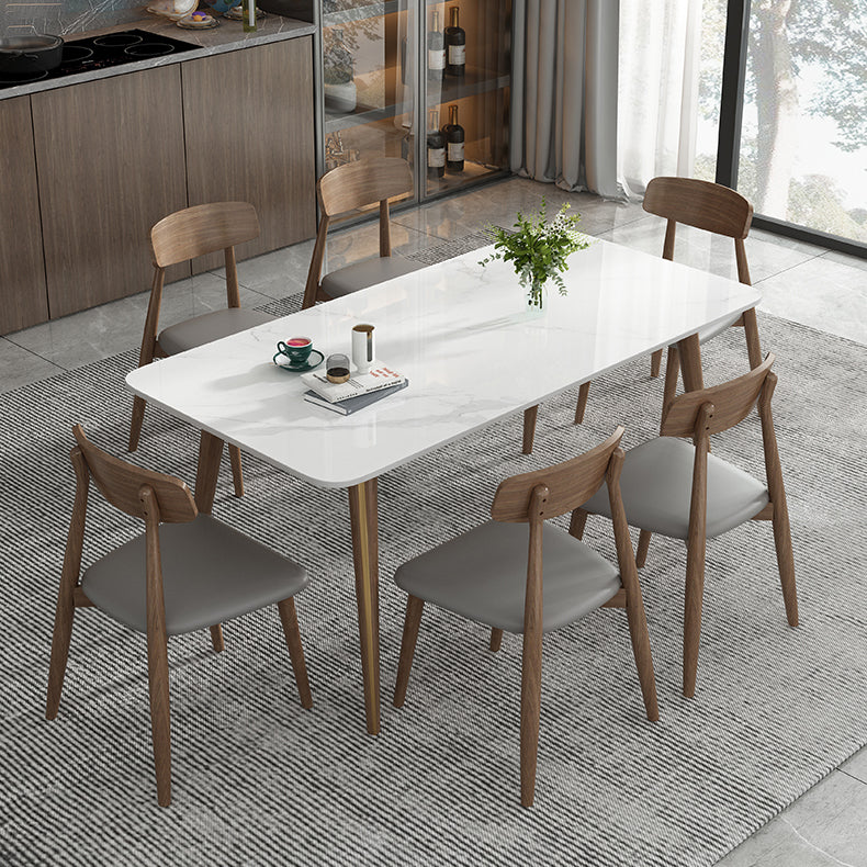 Modern Style Sintered Stone Dining Table 4 Legs Rectangular Table in Grey White Without Chairs Clearhalo ' dining_table' 'Dining Tables & Seating' 'Dining Tables' 'furn' 'furn_dining_table' 'Furniture' 'furniture_dining_table' 'Kitchen & Dining Furniture' 'kitchen&dining_furn' 'kitchen' 'kitchen_dining_table' 3771390