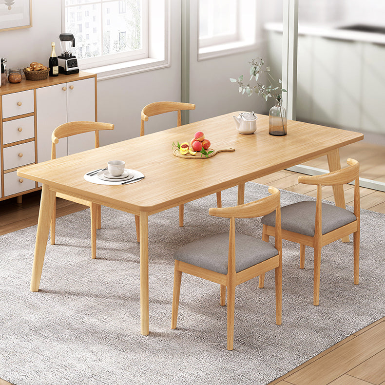 Contemporary MDF Rectangle Shape Dining Set Kitchen Standard Dining Set with 4 Legs Table Natural 5 Piece Set Clearhalo 'Dining Room Sets' 'Dining Tables & Seating' 'dining_room_set' 'furn' 'furn_dining_room_set' 'Furniture' 'furniture_dining_room_set' 'Kitchen & Dining Furniture' 'kitchen&dining_furn' 'kitchen' 3771554