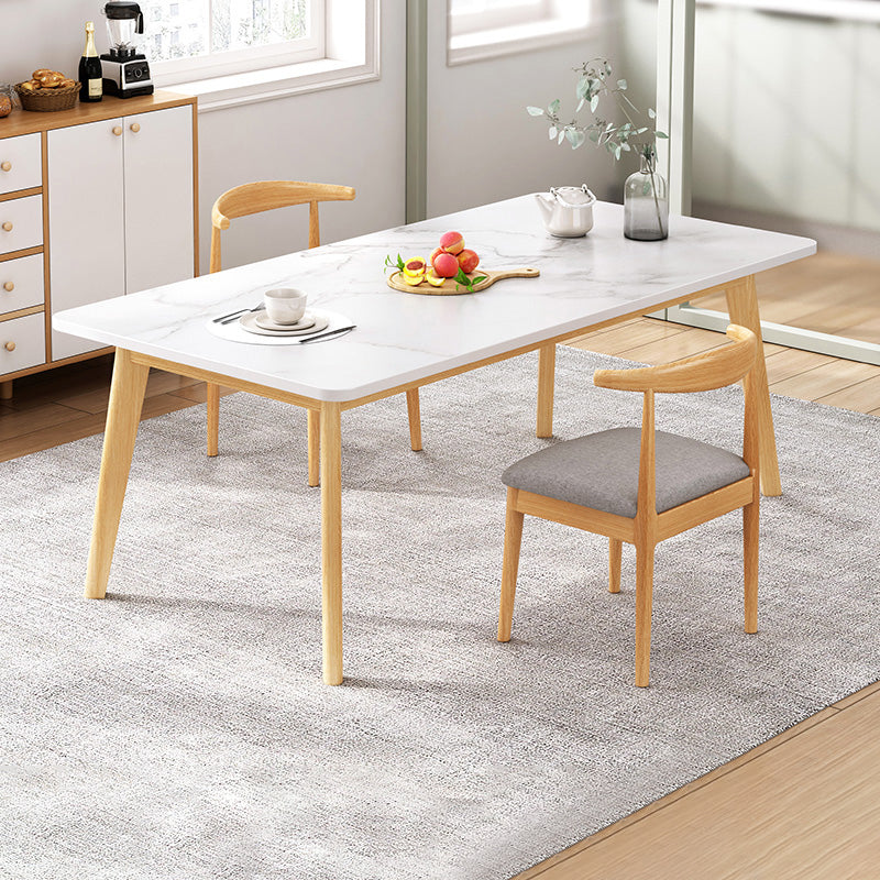 Contemporary MDF Rectangle Shape Dining Set Kitchen Standard Dining Set with 4 Legs Table White 3 Piece Set Clearhalo 'Dining Room Sets' 'Dining Tables & Seating' 'dining_room_set' 'furn' 'furn_dining_room_set' 'Furniture' 'furniture_dining_room_set' 'Kitchen & Dining Furniture' 'kitchen&dining_furn' 'kitchen' 3771569