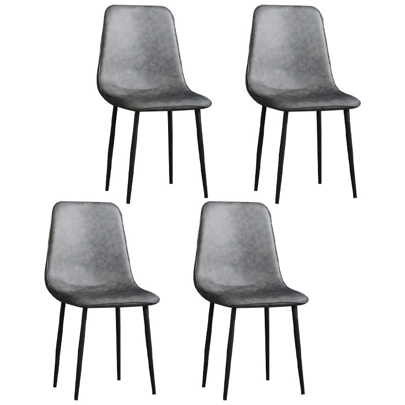 Contemporary Style Metal Chair Kitchen Dining Solid Back Dining Side Chairs Grey 4 Piece Set Clearhalo ' kitchen&dining_furn' 'Dining Chairs' 'Dining Tables & Seating' 'dining_chair' 'furn' 'furn_dining_chair' 'Furniture' 'furniture_dining_chair' 'Kitchen & Dining Furniture' 'kitchen' 3779196