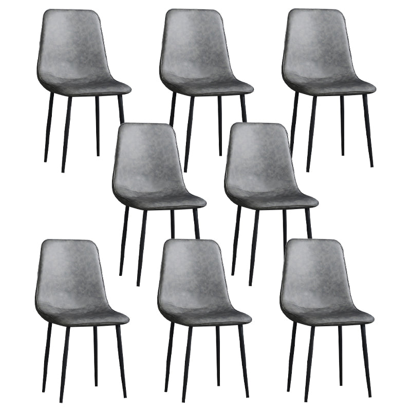 Contemporary Style Metal Chair Kitchen Dining Solid Back Dining Side Chairs Grey 8 Piece Set Clearhalo ' kitchen&dining_furn' 'Dining Chairs' 'Dining Tables & Seating' 'dining_chair' 'furn' 'furn_dining_chair' 'Furniture' 'furniture_dining_chair' 'Kitchen & Dining Furniture' 'kitchen' 3779198