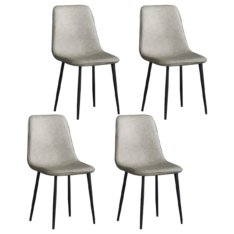 Contemporary Style Metal Chair Kitchen Dining Solid Back Dining Side Chairs Light Gray 4 Piece Set Clearhalo ' kitchen&dining_furn' 'Dining Chairs' 'Dining Tables & Seating' 'dining_chair' 'furn' 'furn_dining_chair' 'Furniture' 'furniture_dining_chair' 'Kitchen & Dining Furniture' 'kitchen' 3779200