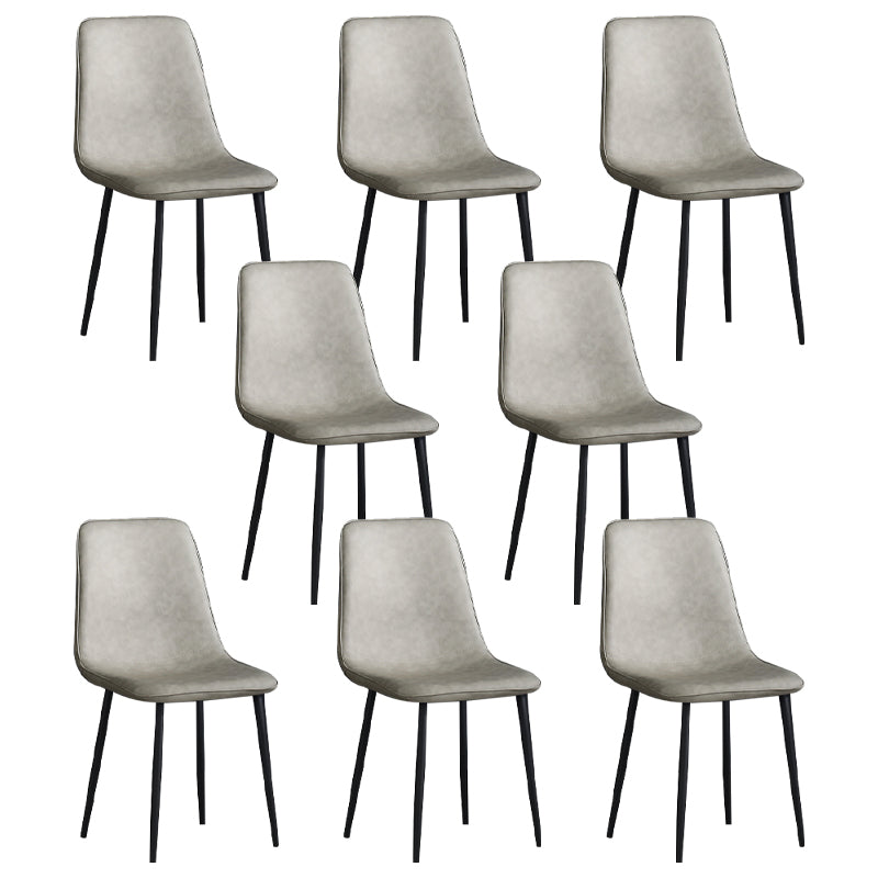 Contemporary Style Metal Chair Kitchen Dining Solid Back Dining Side Chairs Light Gray 8 Piece Set Clearhalo ' kitchen&dining_furn' 'Dining Chairs' 'Dining Tables & Seating' 'dining_chair' 'furn' 'furn_dining_chair' 'Furniture' 'furniture_dining_chair' 'Kitchen & Dining Furniture' 'kitchen' 3779201