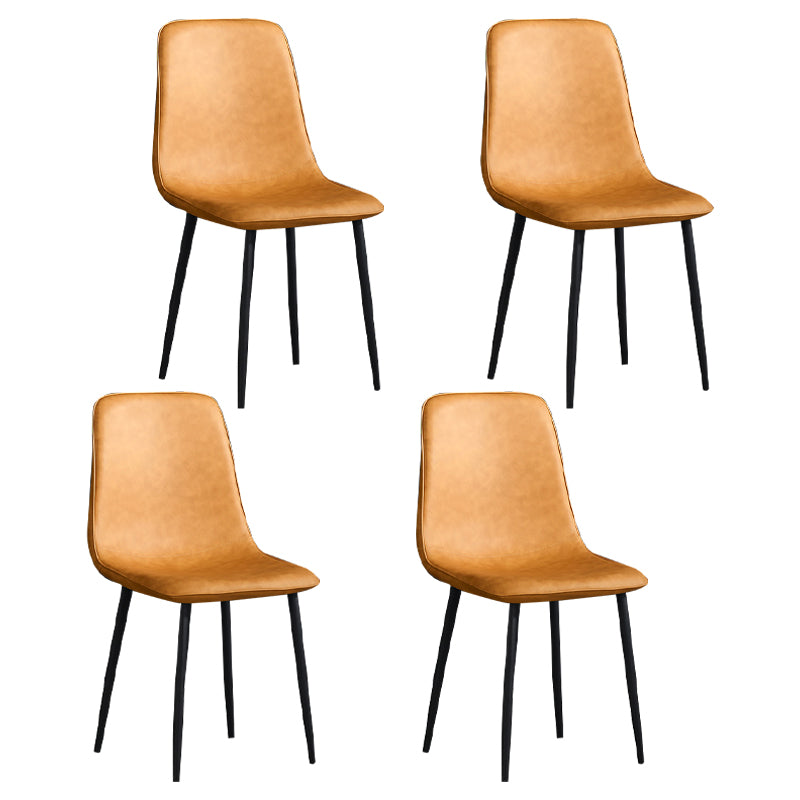 Contemporary Style Metal Chair Kitchen Dining Solid Back Dining Side Chairs Orange 4 Piece Set Clearhalo ' kitchen&dining_furn' 'Dining Chairs' 'Dining Tables & Seating' 'dining_chair' 'furn' 'furn_dining_chair' 'Furniture' 'furniture_dining_chair' 'Kitchen & Dining Furniture' 'kitchen' 3779207