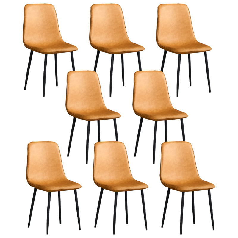 Contemporary Style Metal Chair Kitchen Dining Solid Back Dining Side Chairs Orange 8 Piece Set Clearhalo ' kitchen&dining_furn' 'Dining Chairs' 'Dining Tables & Seating' 'dining_chair' 'furn' 'furn_dining_chair' 'Furniture' 'furniture_dining_chair' 'Kitchen & Dining Furniture' 'kitchen' 3779209