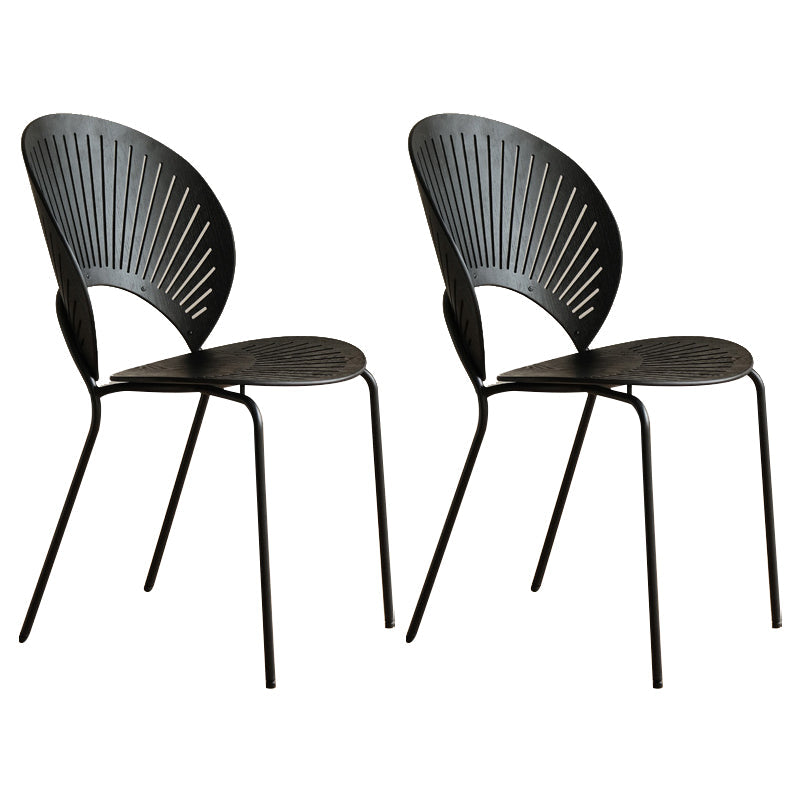 Contemporary Style Metal Chair Set Open Back Side Kitchen Dining Chairs Black Black Set of 2 Clearhalo ' kitchen&dining_furn' 'Dining Chairs' 'Dining Tables & Seating' 'dining_chair' 'Furniture' 'furniture_dining_chair' 'Kitchen & Dining Furniture' 'kitchen' 3779217