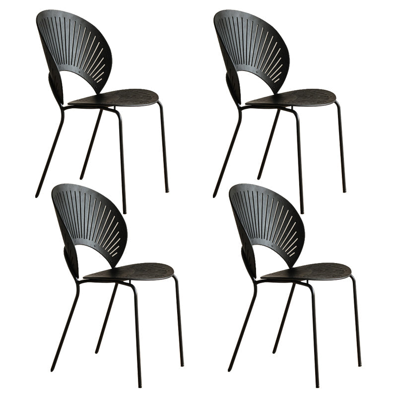 Contemporary Style Metal Chair Set Open Back Side Kitchen Dining Chairs Black Black Set of 4 Clearhalo ' kitchen&dining_furn' 'Dining Chairs' 'Dining Tables & Seating' 'dining_chair' 'Furniture' 'furniture_dining_chair' 'Kitchen & Dining Furniture' 'kitchen' 3779220