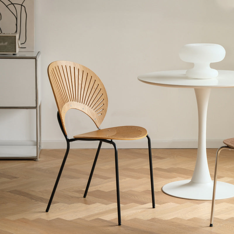 Contemporary Style Metal Chair Set Open Back Side Kitchen Dining Chairs Wood Black 1 Piece Clearhalo ' kitchen&dining_furn' 'Dining Chairs' 'Dining Tables & Seating' 'dining_chair' 'Furniture' 'furniture_dining_chair' 'Kitchen & Dining Furniture' 'kitchen' 3779221