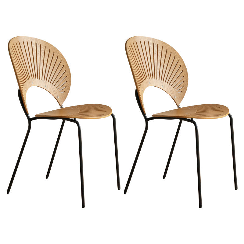 Contemporary Style Metal Chair Set Open Back Side Kitchen Dining Chairs Wood Black Set of 2 Clearhalo ' kitchen&dining_furn' 'Dining Chairs' 'Dining Tables & Seating' 'dining_chair' 'Furniture' 'furniture_dining_chair' 'Kitchen & Dining Furniture' 'kitchen' 3779223