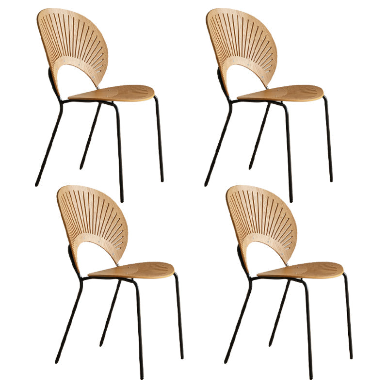 Contemporary Style Metal Chair Set Open Back Side Kitchen Dining Chairs Wood Black Set of 4 Clearhalo ' kitchen&dining_furn' 'Dining Chairs' 'Dining Tables & Seating' 'dining_chair' 'Furniture' 'furniture_dining_chair' 'Kitchen & Dining Furniture' 'kitchen' 3779226