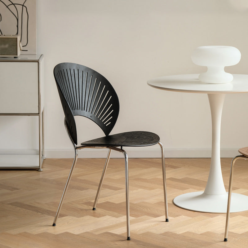 Contemporary Style Metal Chair Set Open Back Side Kitchen Dining Chairs Black Silver 1 Piece Clearhalo ' kitchen&dining_furn' 'Dining Chairs' 'Dining Tables & Seating' 'dining_chair' 'Furniture' 'furniture_dining_chair' 'Kitchen & Dining Furniture' 'kitchen' 3779233