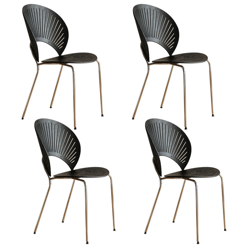 Contemporary Style Metal Chair Set Open Back Side Kitchen Dining Chairs Black Silver Set of 4 Clearhalo ' kitchen&dining_furn' 'Dining Chairs' 'Dining Tables & Seating' 'dining_chair' 'Furniture' 'furniture_dining_chair' 'Kitchen & Dining Furniture' 'kitchen' 3779237