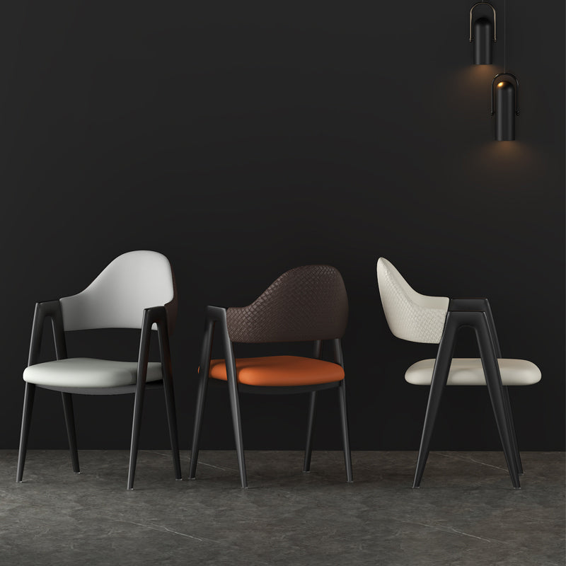 Contemporary Metal Dining Room Chairs Leather Open Back Dining Side Chair for Home Use Clearhalo ' kitchen&dining_furn' 'Dining Chairs' 'Dining Tables & Seating' 'dining_chair' 'furn' 'furn_dining_chair' 'Furniture' 'furniture_dining_chair' 'Kitchen & Dining Furniture' 'kitchen' 3779246