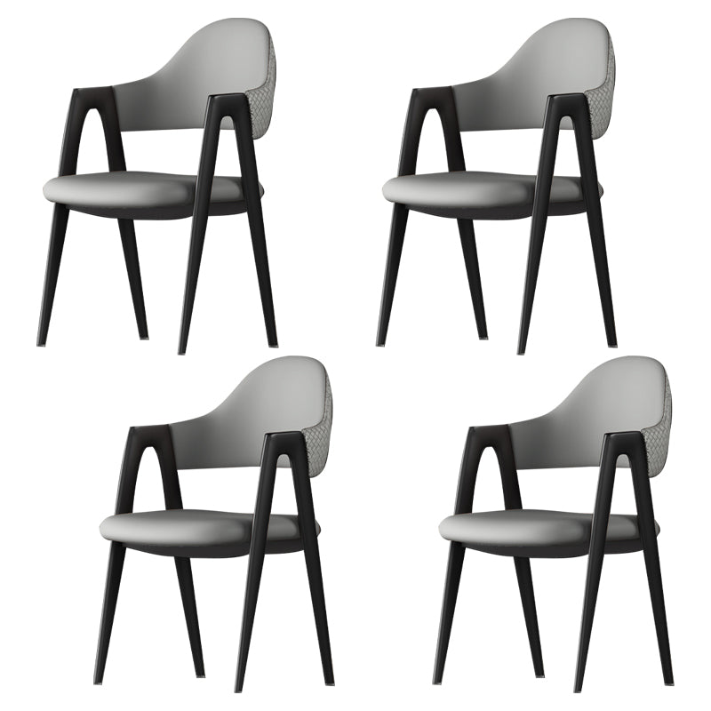 Contemporary Metal Dining Room Chairs Leather Open Back Dining Side Chair for Home Use Grey 4 Piece Set Clearhalo ' kitchen&dining_furn' 'Dining Chairs' 'Dining Tables & Seating' 'dining_chair' 'furn' 'furn_dining_chair' 'Furniture' 'furniture_dining_chair' 'Kitchen & Dining Furniture' 'kitchen' 3779255