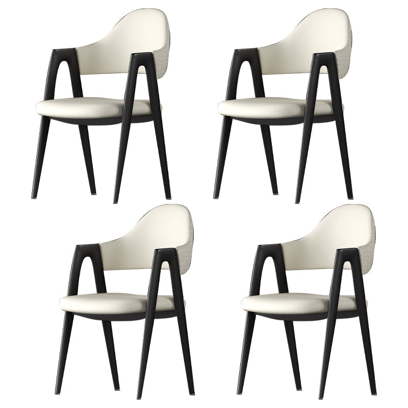 Contemporary Metal Dining Room Chairs Leather Open Back Dining Side Chair for Home Use White 4 Piece Set Clearhalo ' kitchen&dining_furn' 'Dining Chairs' 'Dining Tables & Seating' 'dining_chair' 'furn' 'furn_dining_chair' 'Furniture' 'furniture_dining_chair' 'Kitchen & Dining Furniture' 'kitchen' 3779260