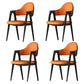 Contemporary Metal Dining Room Chairs Leather Open Back Dining Side Chair for Home Use Orange 4 Piece Set Clearhalo ' kitchen&dining_furn' 'Dining Chairs' 'Dining Tables & Seating' 'dining_chair' 'furn' 'furn_dining_chair' 'Furniture' 'furniture_dining_chair' 'Kitchen & Dining Furniture' 'kitchen' 3779264