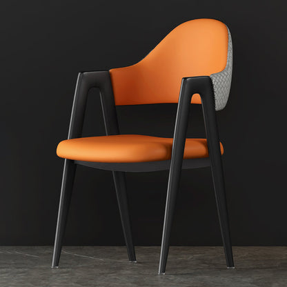 Contemporary Metal Dining Room Chairs Leather Open Back Dining Side Chair for Home Use Orange-Gray 1 Piece Clearhalo ' kitchen&dining_furn' 'Dining Chairs' 'Dining Tables & Seating' 'dining_chair' 'furn' 'furn_dining_chair' 'Furniture' 'furniture_dining_chair' 'Kitchen & Dining Furniture' 'kitchen' 3779268