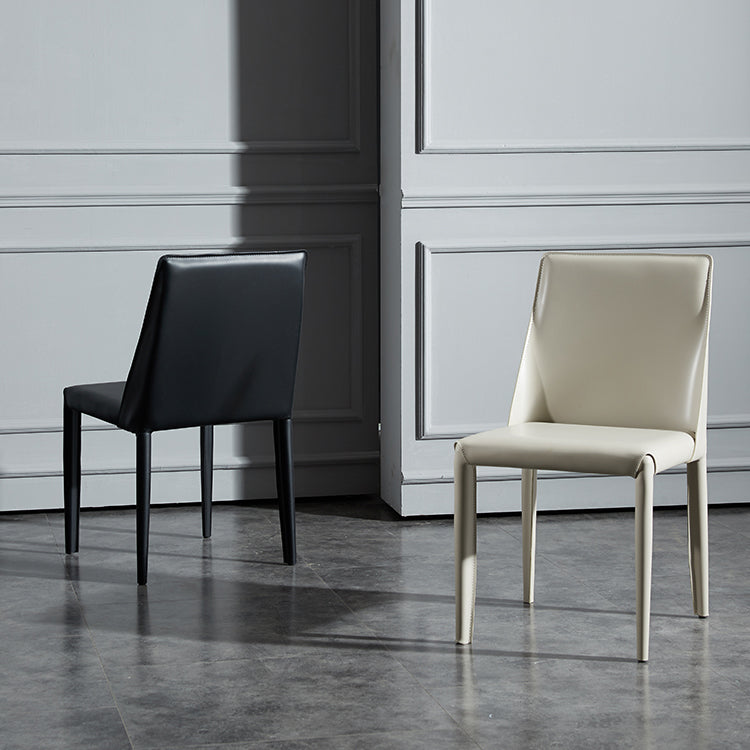 Solid Back Armless Dining Chairs Indoor Leather Side Chairs with Metal Legs Clearhalo ' kitchen&dining_furn' 'Dining Chairs' 'Dining Tables & Seating' 'dining_chair' 'furn' 'furn_dining_chair' 'Furniture' 'furniture_dining_chair' 'Kitchen & Dining Furniture' 'kitchen' 3779277
