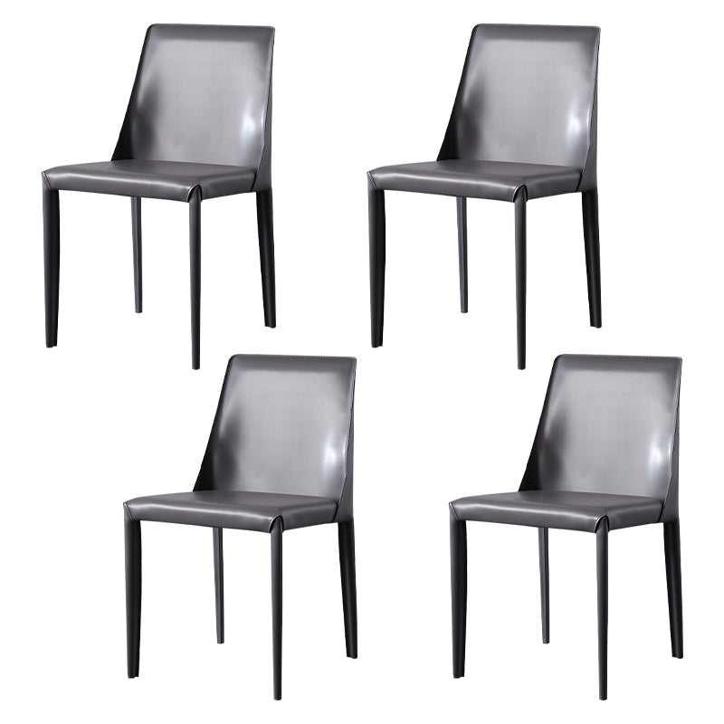 Solid Back Armless Dining Chairs Indoor Leather Side Chairs with Metal Legs Grey 4 Piece Set Clearhalo ' kitchen&dining_furn' 'Dining Chairs' 'Dining Tables & Seating' 'dining_chair' 'furn' 'furn_dining_chair' 'Furniture' 'furniture_dining_chair' 'Kitchen & Dining Furniture' 'kitchen' 3779280