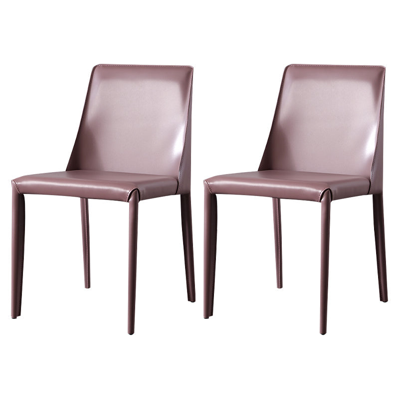 Solid Back Armless Dining Chairs Indoor Leather Side Chairs with Metal Legs Purple 2 Piece Set Clearhalo ' kitchen&dining_furn' 'Dining Chairs' 'Dining Tables & Seating' 'dining_chair' 'furn' 'furn_dining_chair' 'Furniture' 'furniture_dining_chair' 'Kitchen & Dining Furniture' 'kitchen' 3779295