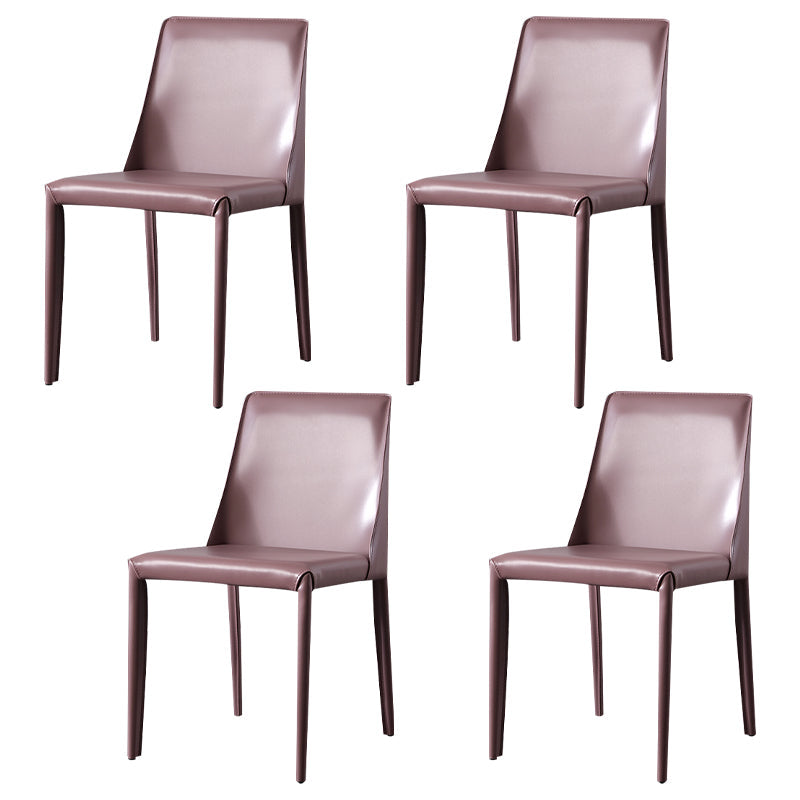 Solid Back Armless Dining Chairs Indoor Leather Side Chairs with Metal Legs Purple 4 Piece Set Clearhalo ' kitchen&dining_furn' 'Dining Chairs' 'Dining Tables & Seating' 'dining_chair' 'furn' 'furn_dining_chair' 'Furniture' 'furniture_dining_chair' 'Kitchen & Dining Furniture' 'kitchen' 3779296