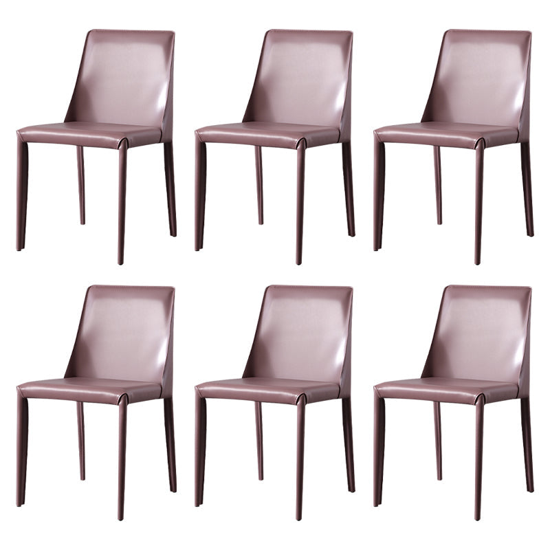 Solid Back Armless Dining Chairs Indoor Leather Side Chairs with Metal Legs Purple 6 Piece Set Clearhalo ' kitchen&dining_furn' 'Dining Chairs' 'Dining Tables & Seating' 'dining_chair' 'furn' 'furn_dining_chair' 'Furniture' 'furniture_dining_chair' 'Kitchen & Dining Furniture' 'kitchen' 3779297