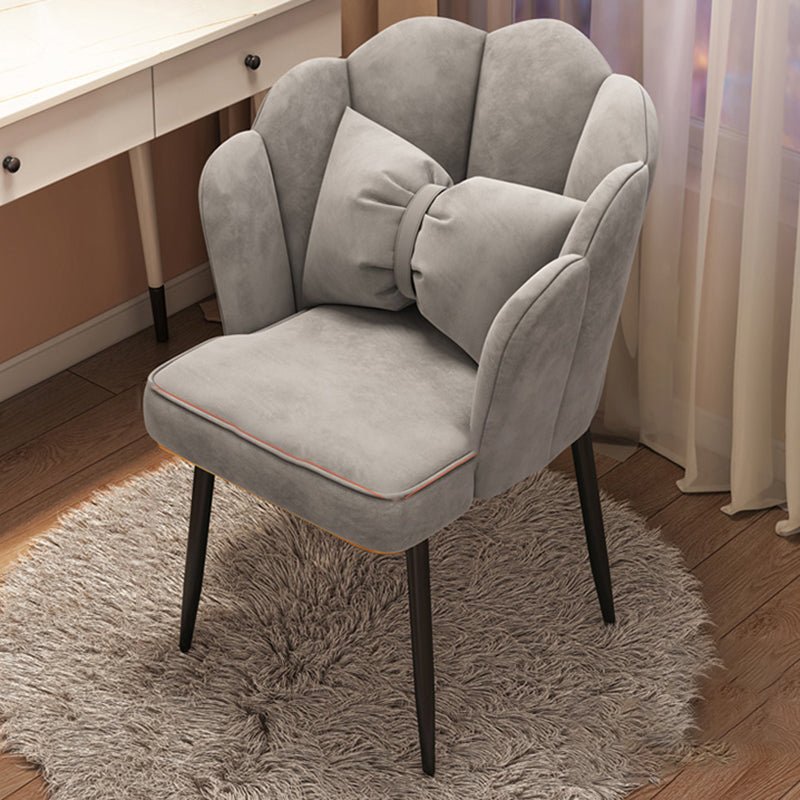 Contemporary Metal Side Chair Home Upholstered Arm Crown Top Back Chair Grey 1 Piece Black Clearhalo ' kitchen&dining_furn' 'Dining Chairs' 'Dining Tables & Seating' 'dining_chair' 'furn' 'furn_dining_chair' 'Furniture' 'furniture_dining_chair' 'Kitchen & Dining Furniture' 'kitchen' 3779308