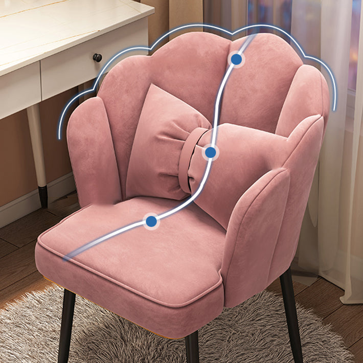 Contemporary Metal Side Chair Home Upholstered Arm Crown Top Back Chair Clearhalo ' kitchen&dining_furn' 'Dining Chairs' 'Dining Tables & Seating' 'dining_chair' 'furn' 'furn_dining_chair' 'Furniture' 'furniture_dining_chair' 'Kitchen & Dining Furniture' 'kitchen' 3779309