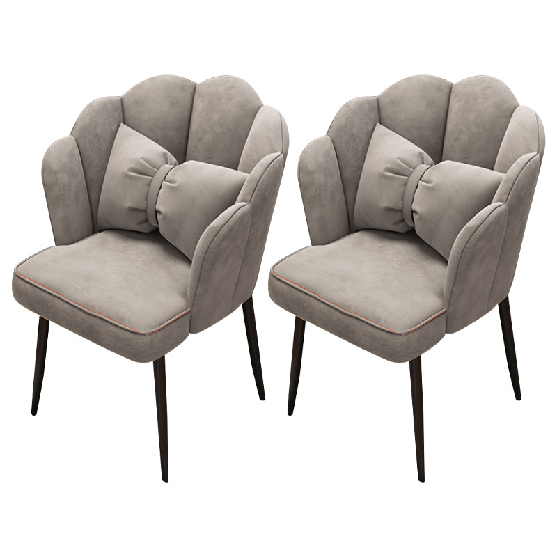 Contemporary Metal Side Chair Home Upholstered Arm Crown Top Back Chair Grey 2 Piece Set Black Clearhalo ' kitchen&dining_furn' 'Dining Chairs' 'Dining Tables & Seating' 'dining_chair' 'furn' 'furn_dining_chair' 'Furniture' 'furniture_dining_chair' 'Kitchen & Dining Furniture' 'kitchen' 3779310
