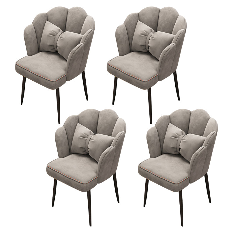 Contemporary Metal Side Chair Home Upholstered Arm Crown Top Back Chair Grey 4 Piece Set Black Clearhalo ' kitchen&dining_furn' 'Dining Chairs' 'Dining Tables & Seating' 'dining_chair' 'furn' 'furn_dining_chair' 'Furniture' 'furniture_dining_chair' 'Kitchen & Dining Furniture' 'kitchen' 3779311
