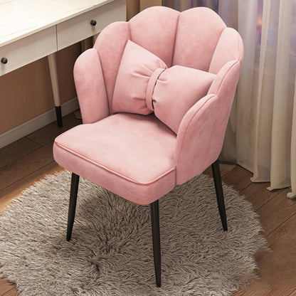 Contemporary Metal Side Chair Home Upholstered Arm Crown Top Back Chair Pink 1 Piece Black Clearhalo ' kitchen&dining_furn' 'Dining Chairs' 'Dining Tables & Seating' 'dining_chair' 'furn' 'furn_dining_chair' 'Furniture' 'furniture_dining_chair' 'Kitchen & Dining Furniture' 'kitchen' 3779314