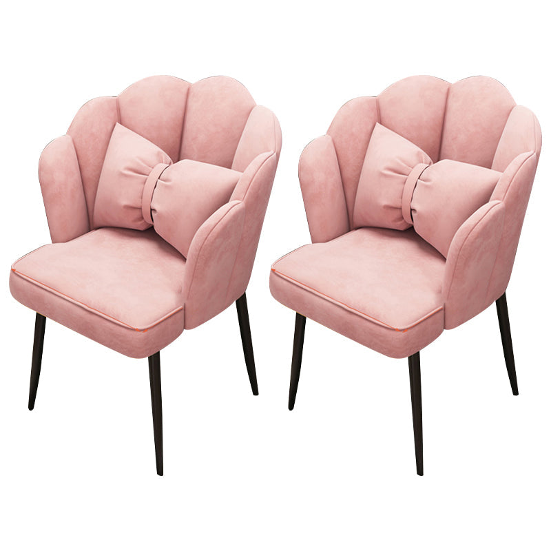 Contemporary Metal Side Chair Home Upholstered Arm Crown Top Back Chair Pink 2 Piece Set Black Clearhalo ' kitchen&dining_furn' 'Dining Chairs' 'Dining Tables & Seating' 'dining_chair' 'furn' 'furn_dining_chair' 'Furniture' 'furniture_dining_chair' 'Kitchen & Dining Furniture' 'kitchen' 3779315