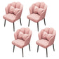 Contemporary Metal Side Chair Home Upholstered Arm Crown Top Back Chair Pink 4 Piece Set Black Clearhalo ' kitchen&dining_furn' 'Dining Chairs' 'Dining Tables & Seating' 'dining_chair' 'furn' 'furn_dining_chair' 'Furniture' 'furniture_dining_chair' 'Kitchen & Dining Furniture' 'kitchen' 3779318