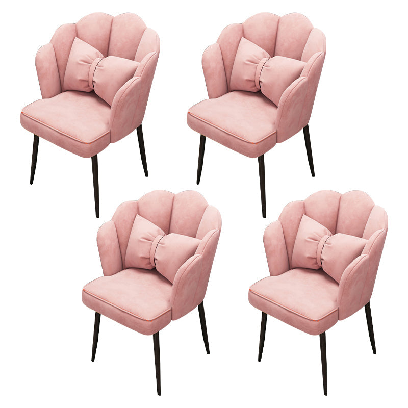 Contemporary Metal Side Chair Home Upholstered Arm Crown Top Back Chair Pink 4 Piece Set Black Clearhalo ' kitchen&dining_furn' 'Dining Chairs' 'Dining Tables & Seating' 'dining_chair' 'furn' 'furn_dining_chair' 'Furniture' 'furniture_dining_chair' 'Kitchen & Dining Furniture' 'kitchen' 3779318
